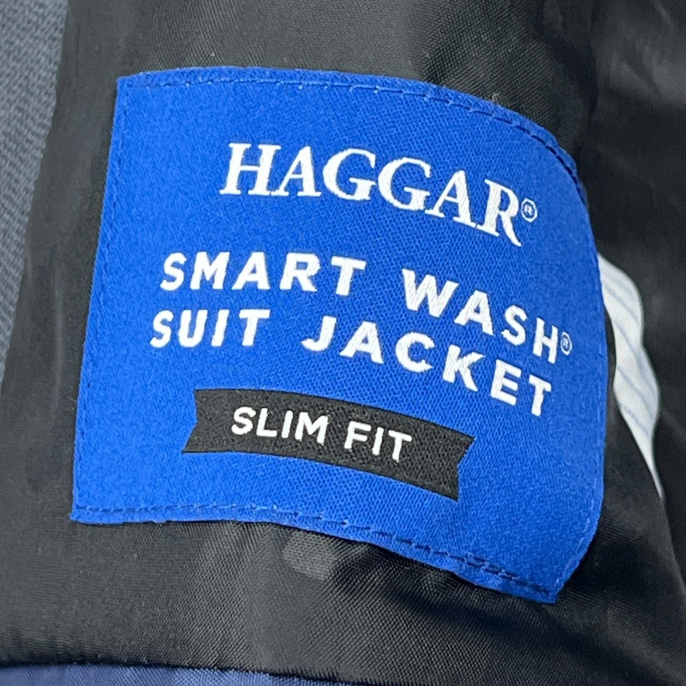 Haggar Blazer Mens 38R‎ Gray Two Button Vented Smart Wash Suit Jacket Slim Fit - Picture 6 of 16
